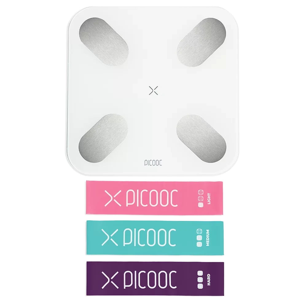 Умные весы Picooc Mini Pro Белые + фитнес-ленты и видеоуроки в подарок