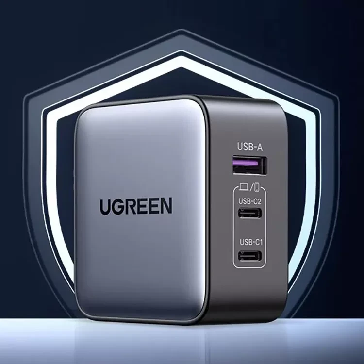 Сетевой адаптер Ugreen CD296 GaN 65W со сменными вилками Серый - фото 8 - id-p226740692