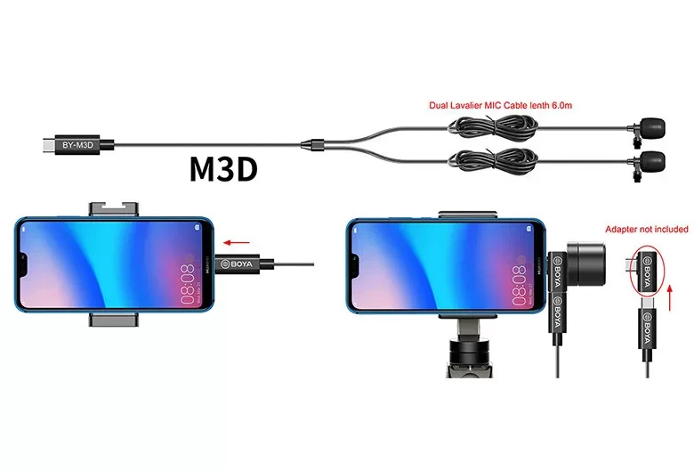 Микрофон петличный BOYA BY-M3D Type-C (Уцененный кат. А) - фото 2 - id-p226738798