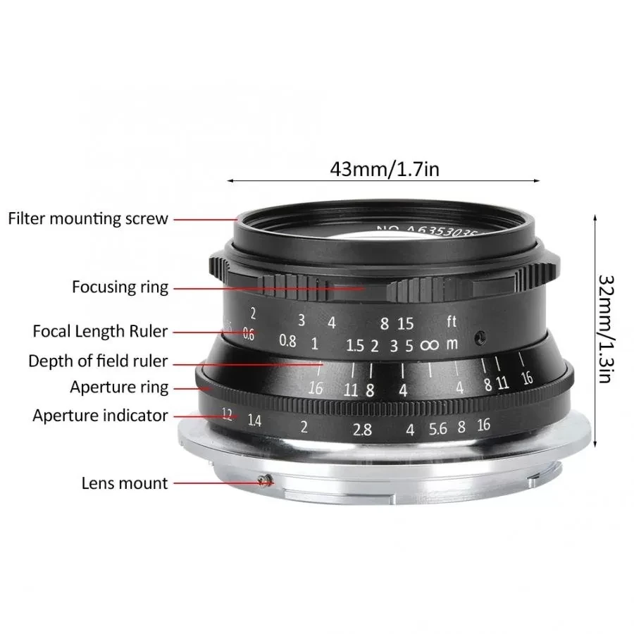 Объектив 7Artisans 35mm F1.2 Nikon Z mount Чёрный - фото 5 - id-p226744768