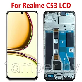 Дисплей Original для Realme C53 С рамкой. Черный