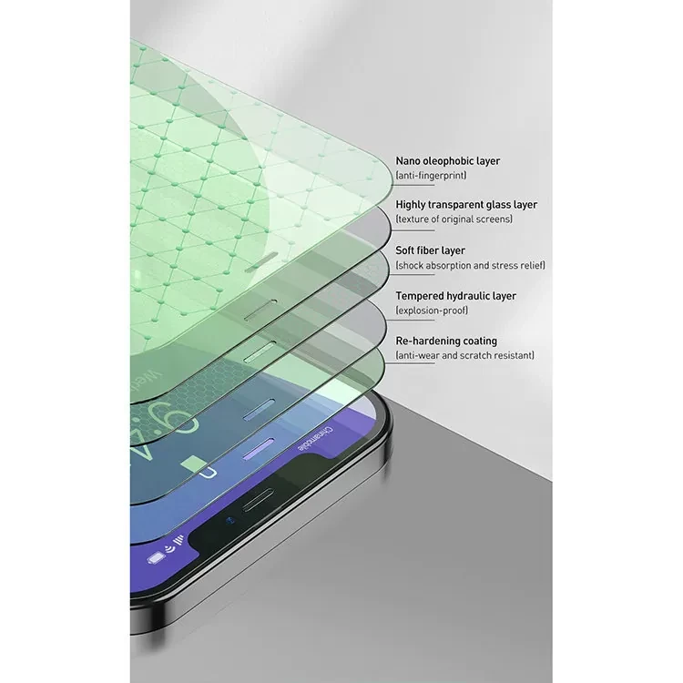 Стекло Baseus 0.15мм Eye Protection Full Coverage для iPhone 12 mini (2шт) - фото 9 - id-p226740001