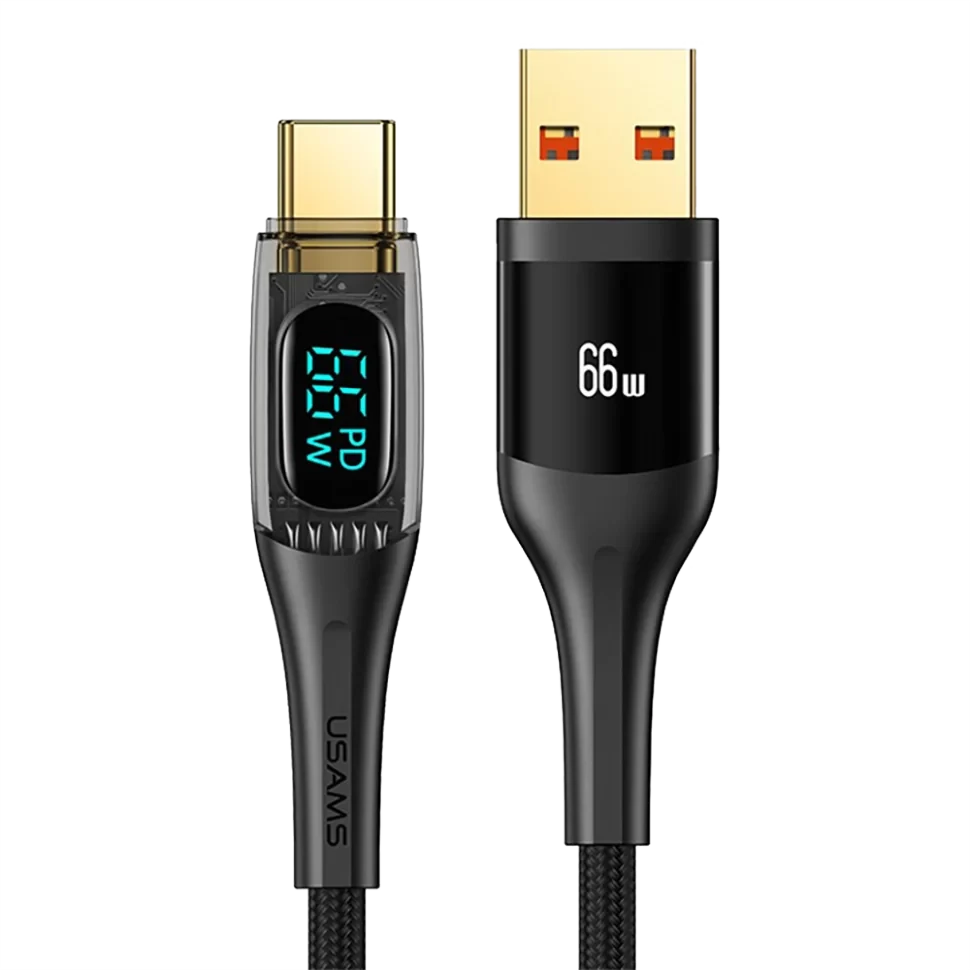 Кабель USAMS US-SJ592 Shadow USB - Type-C 6A 66W 1.2м Чёрный - фото 1 - id-p226741024