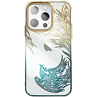 Чехол PQY Phoenix для iPhone 13 Pro Flying Золото/Зелёный