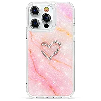 Чехол PQY Shell для iPhone 13 Pro Розовый мрамор