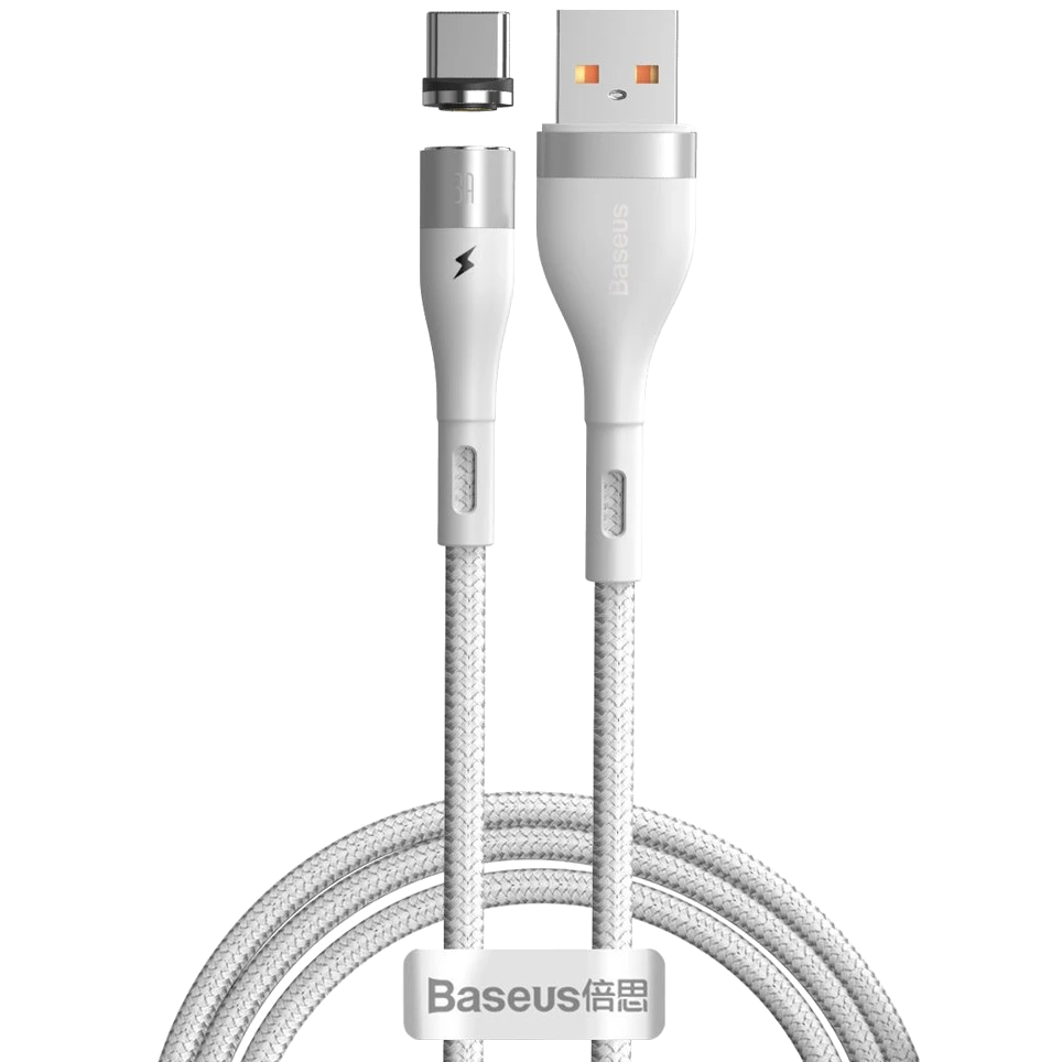 Кабель Baseus Zinc Magnetic USB - Type-C 3A 1м Белый - фото 1 - id-p226741091