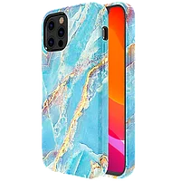 Чехол PQY Marble для iPhone 12 Pro Max Голубой