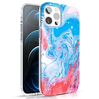 Чехол PQY Watercolour для iPhone 12 Pro Max Синий и Розовый