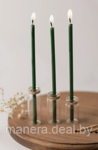Свечи магические большие для скруток и ритуалов №10 32 см (6 часов), зеленые - фото 1 - id-p120627677