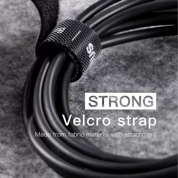 Лента для стяжки Baseus Colourful Circle Velcro strap 1м Чёрная - фото 6 - id-p226741166