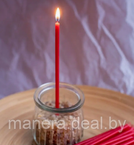 Свечи магические большие для скруток и ритуалов №10 32 см (6 часов), красные - фото 1 - id-p139263915