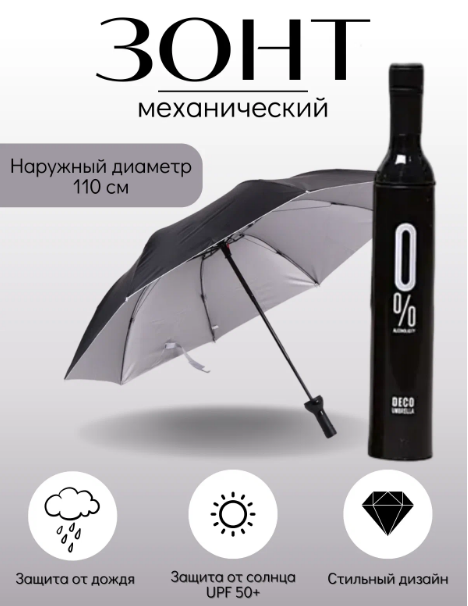 Зонт в футляре-бутылке/Цвета в ассортименте - фото 3 - id-p226747619