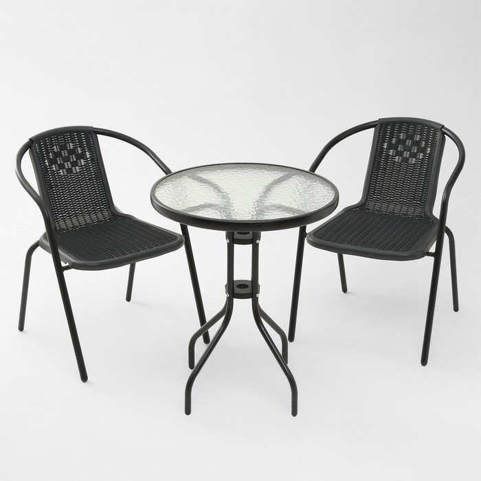 Набор садовой мебели: стол, 2 стула, серый - фото 1 - id-p226751380