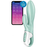 Расширяющийся смарт-вибратор с клиторальным стимулятором Satisfyer Air Pump Bunny 5+ зеленый, фото 2