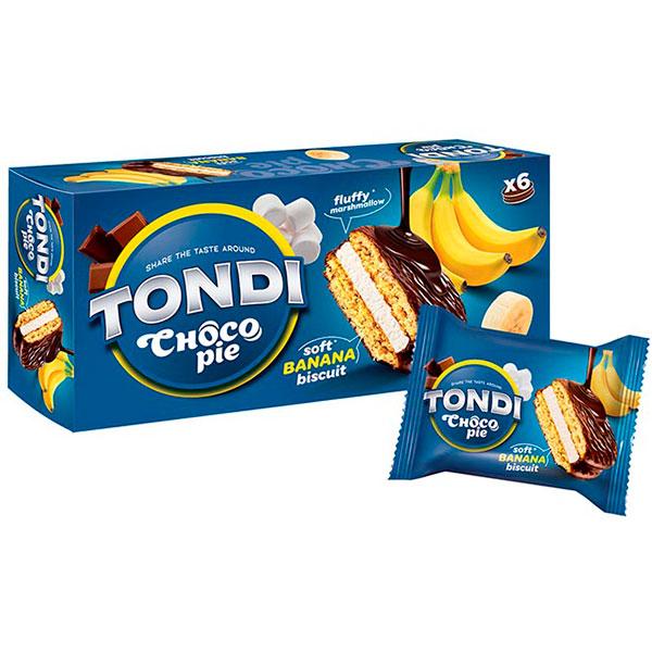 Печенье Tondi Choco Pie глазированное банановое 180г - фото 1 - id-p226760315