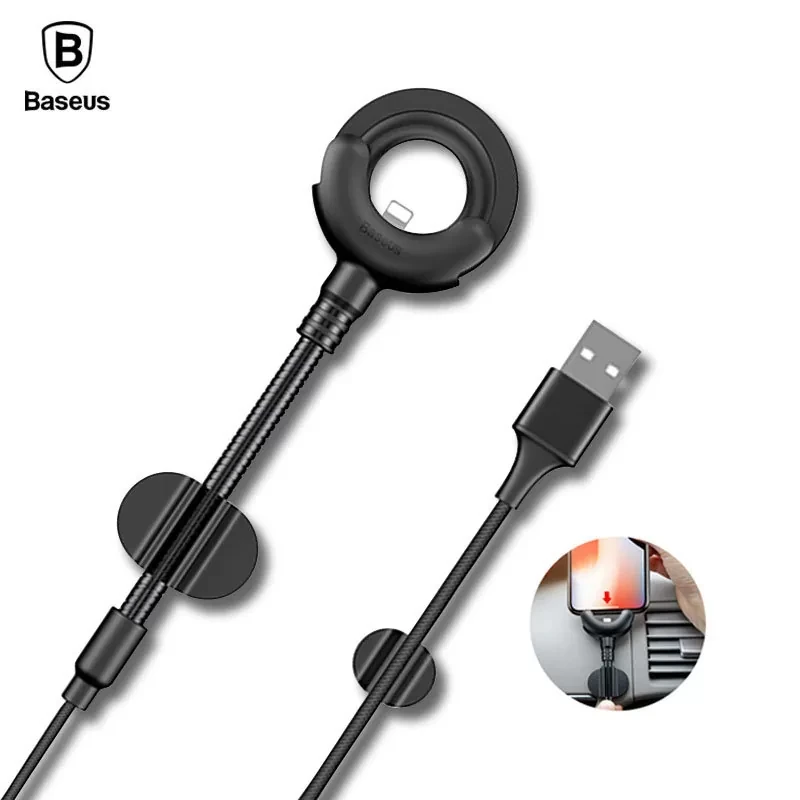 Кабель-держатель Baseus Car Mount USB Cable Lightning to USB Черный - фото 5 - id-p226740819