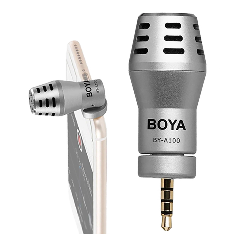 Микрофон BOYA BY-A100 для смартфона TRRS Серебро - фото 1 - id-p226760802