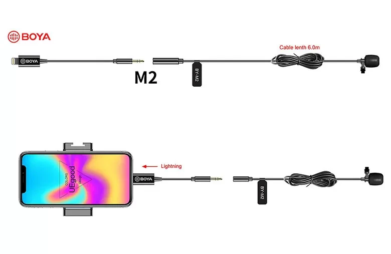 Микрофон петличный BOYA BY-M2 Lightning MFI - фото 2 - id-p226760803