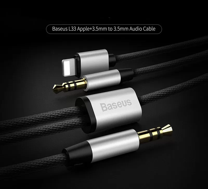 AUX кабель Baseus L33 Lightning - miniJack 3.5mm 120 см Черный - фото 2 - id-p226740959