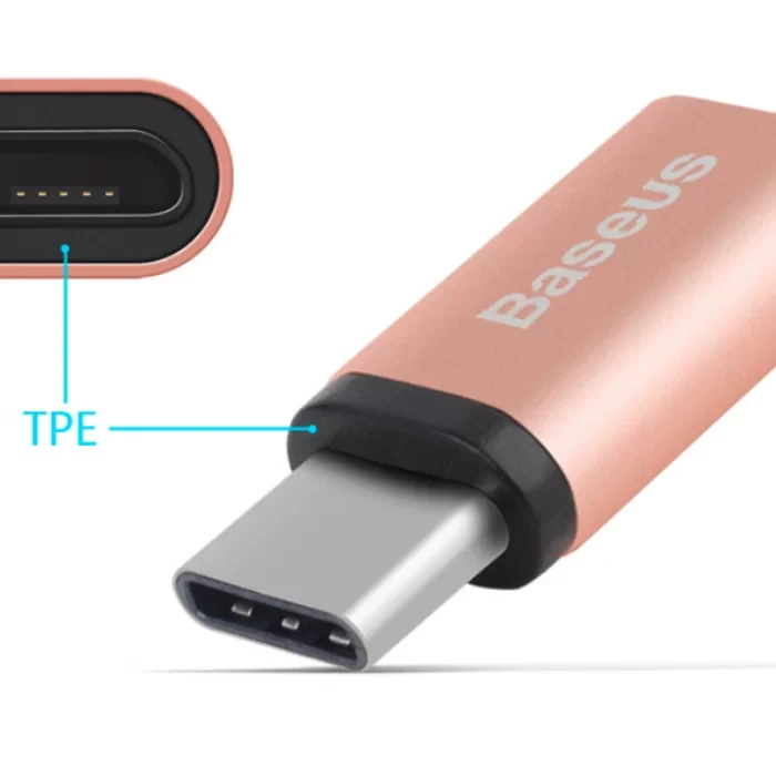 Переходник Baseus Sharp micro USB - Type-C Розовое золото - фото 7 - id-p226740963