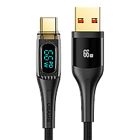 Кабель USAMS US-SJ593 Shadow USB - Type-C 6A 66W 2м Чёрный