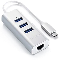 Хаб Satechi Type-C 2-IN-1 USB HUB With Ethernet Серебро