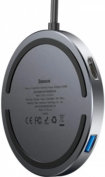 Хаб Baseus Circular Mirror (USB х4 + Type-C PD) Серый - фото 3 - id-p226741253