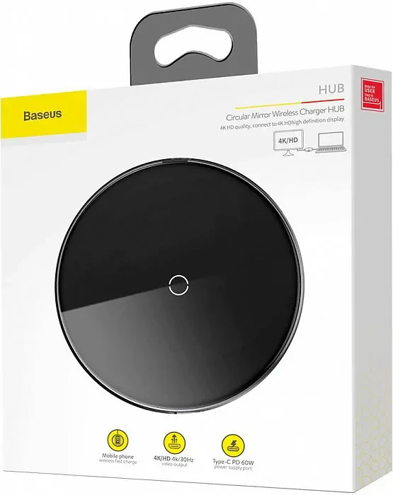 Хаб Baseus Circular Mirror (USB х4 + Type-C PD) Серый - фото 5 - id-p226741253