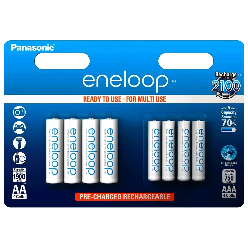 Комплект аккумуляторных батарей Panasonic eneloop BK-KJMCCE44E (4 AAA + 4 AA)