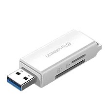 Кардридер Ugreen CM104 USB 3.0 TF + SD Белый