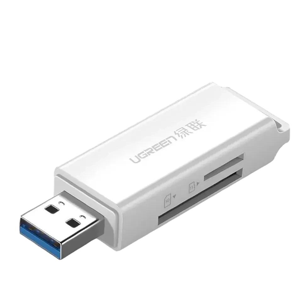 Кардридер Ugreen CM104 USB 3.0 TF + SD Белый - фото 1 - id-p226761456