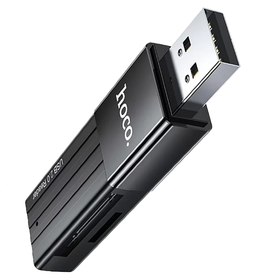 Кардридер HOCO HB20 Mindful USB 2.0 SD/microSD Чёрный - фото 1 - id-p226761459