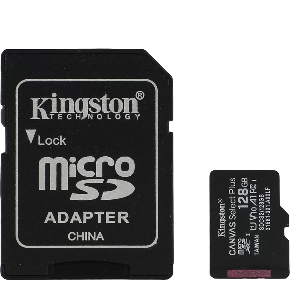 Карта памяти Kingston microSDXC 128Gb A1 V10 UHS-IU3 + SD адаптер