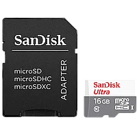 Карта памяти SanDisk Ultra microSDHC 16Gb UHS-I U1 Class10 + SD Adapter