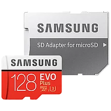 Карта памяти Samsung EVO Plus microSDXC 128Gb HA/RU Class10 UHS-I U3 + SD Adapter