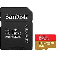 Карта памяти SanDisk Extreme Plus microSDXC 64Gb UHS-I U3 V30 + SD Adapter