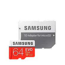 Карта памяти Samsung EVO Plus microSDXC 64Gb Class10 UHS-I U1 + SD Adapter