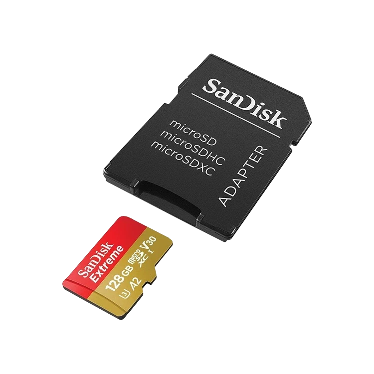 Карта памяти Sandisk Extreme microSDXC A2 C10 V30 UHS-I U4 128GB + SD Adapter + Rescue Pro Deluxe - фото 2 - id-p226761574