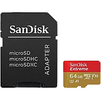 Карта памяти SanDisk Extreme microSDXC 64GbUHS-I XAF U3 V30 + SD Adapter