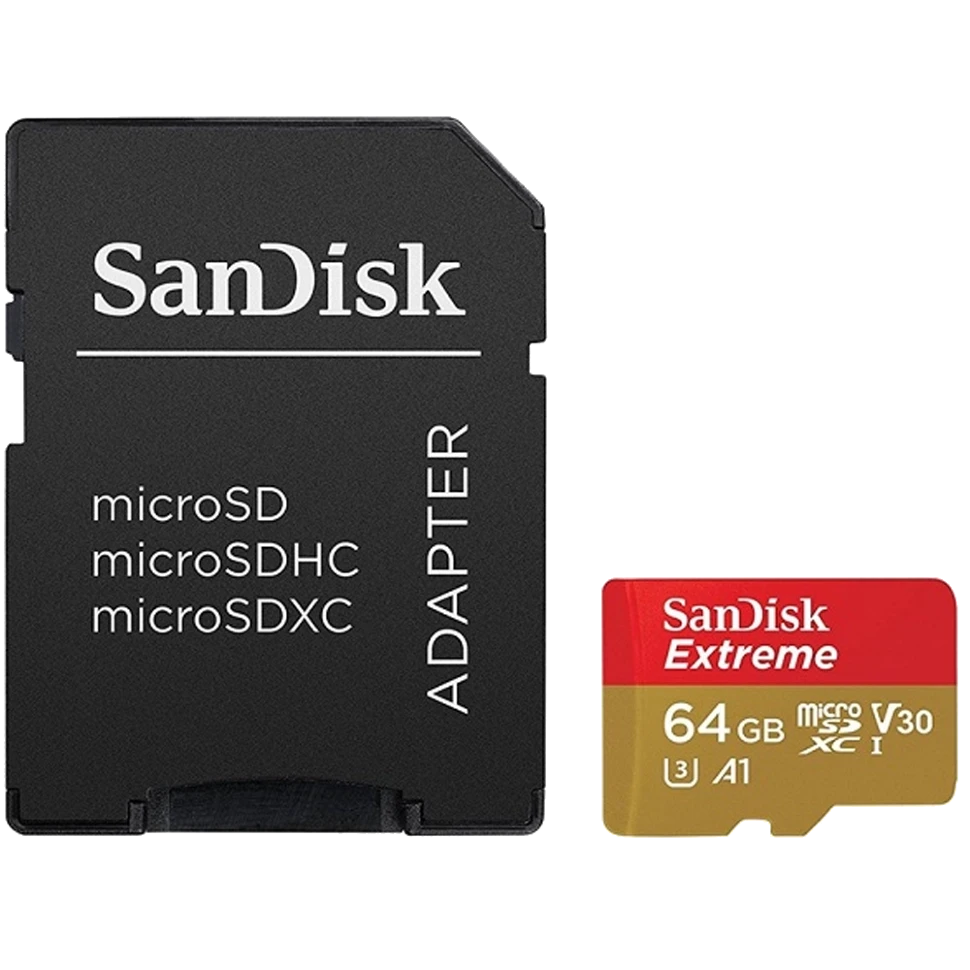 Карта памяти SanDisk Extreme microSDXC 64GbUHS-I XAF U3 V30 + SD Adapter - фото 1 - id-p226761584