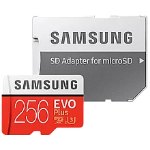 Карта памяти Samsung EVO Plus microSDXC 256Gb GA/RU Class10 UHS-I U3 + SD Adapter