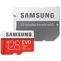 Карта памяти Samsung EVO Plus microSDXC 128Gb GA/RU Class10 UHS-I U3 + SD Adapter