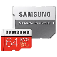 Карта памяти Samsung EVO Plus microSDXC 64Gb Class10 UHS-I U3 + SD Adapter