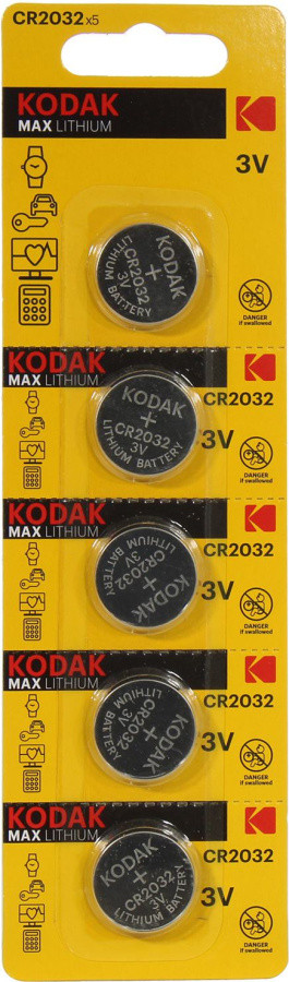 Элемент питания Kodak MAX CAT30411579-RU1 (CR2032 Li 3V) уп. 5 шт - фото 1 - id-p226755009