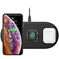 Беспроводная зарядка Baseus Smart 3in1 Phone+Watch+Pods (18W MAX) Чёрная