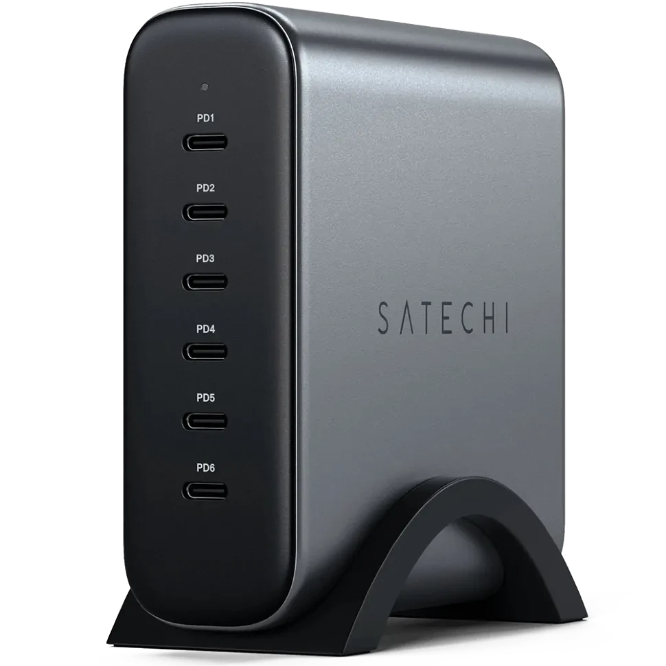 Сетевой адаптер Satechi 200W GaN Type-C PD 6 port Серый - фото 1 - id-p226740637