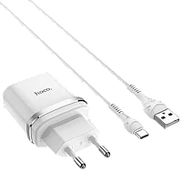 Сетевой адаптер HOCO C12Q 18W Белый + кабель Type-C 1м