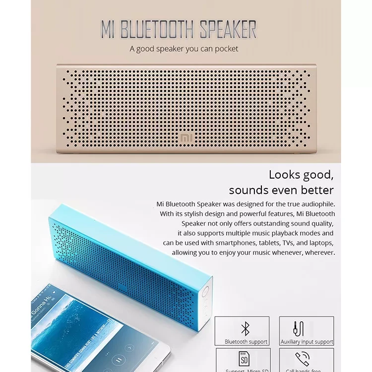 Колонка Xiaomi Mi Bluetooth Speaker Pocket Aluminium Золото - фото 6 - id-p226762681
