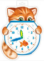 Плакат фигурный «Котик с часами» 278*386 мм