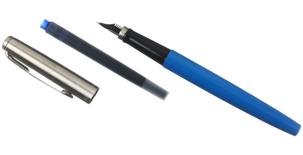 Ручка подарочная перьевая Parker Jotter Originals Blue CT корпус серебристо-синий, синяя - фото 2 - id-p226764112